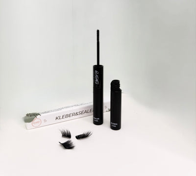 Glashes DIY Wimpernkleber schwarz und Sealer transparent — Set