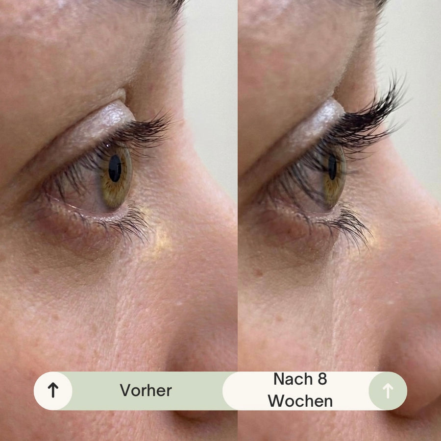 Glashes Wimpernserum Vorher-Nachher Ergebnis