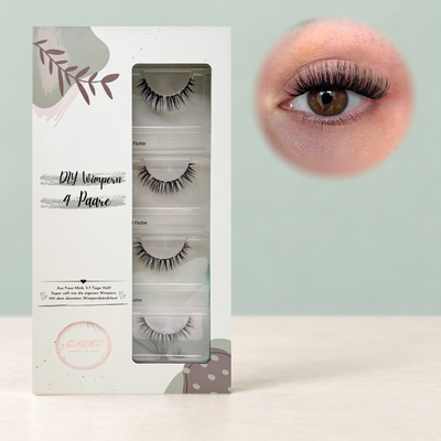Sweet Flutter DIY-Wimpern von Glashes – geschlossene 4er-Box mit Tragebild am Auge