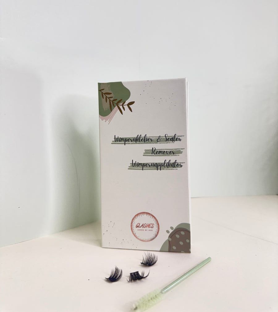Glashes Wimpernkleber Set geschlossen — kompaktes Design