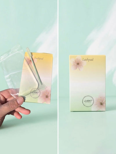 Glashes Lashpad mit Box und Wimpernbürste – DIY Lashes Produkt