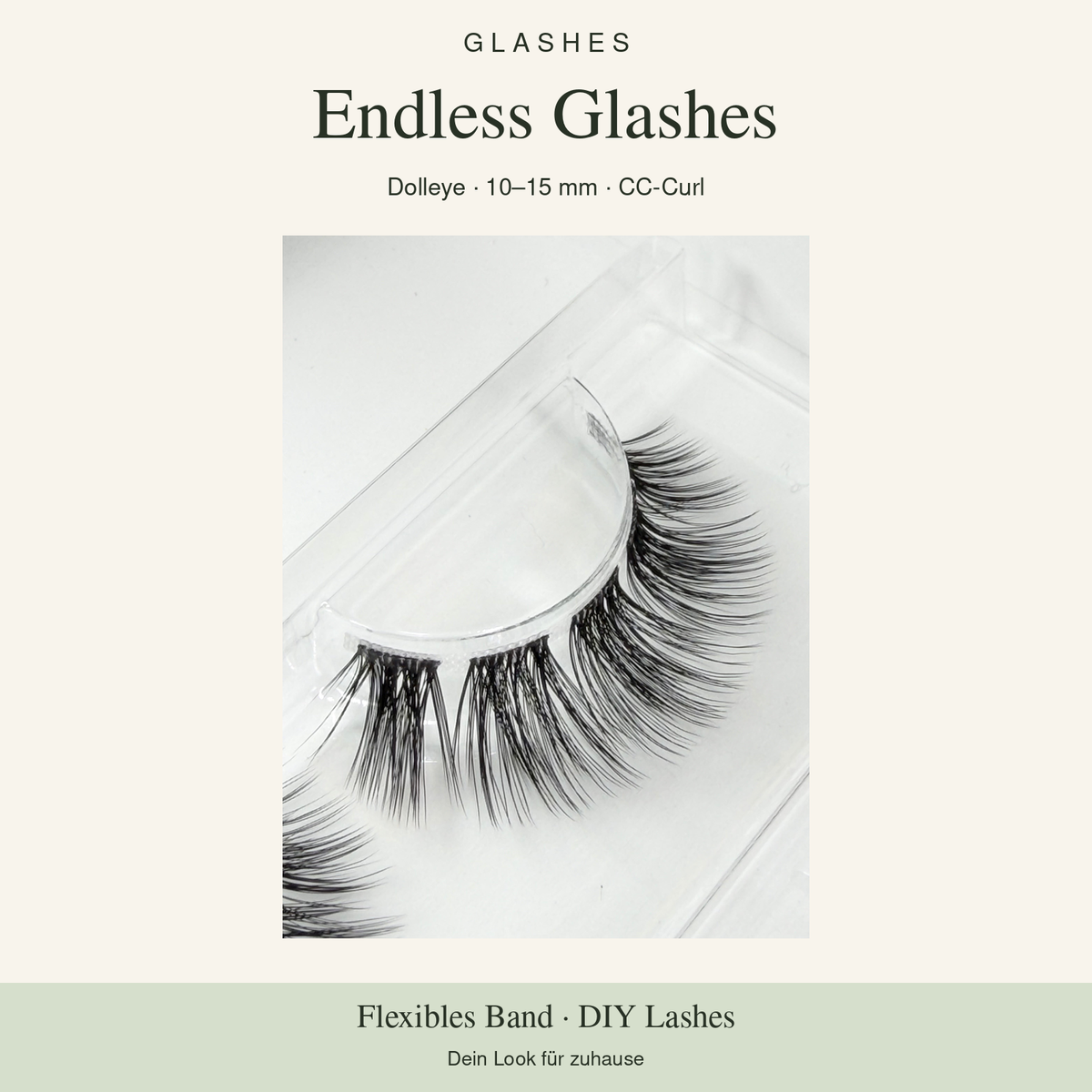 Glashes Endless Glashes – Originalaufnahme der DIY-Wimpern im Tray, Dolleye, 10–15 mm, CC-Curl.