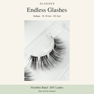 Glashes Endless Glashes – Originalaufnahme der DIY-Wimpern im Tray, Dolleye, 10–15 mm, CC-Curl.
