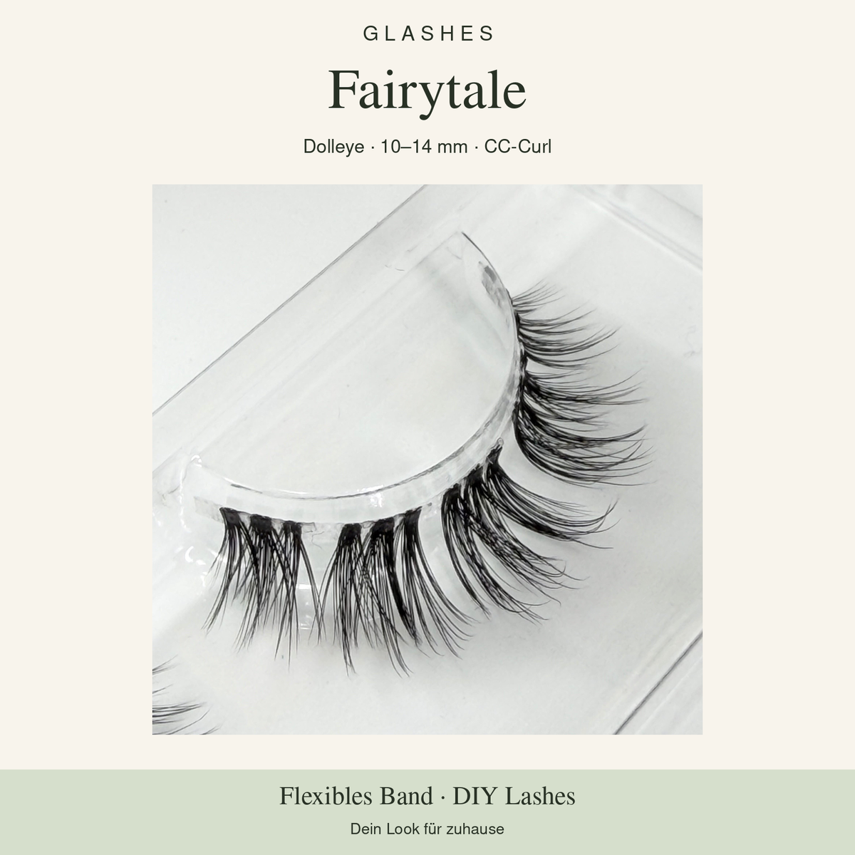 Glashes Fairytale – Originalaufnahme der DIY-Wimpern im Tray, Dolleye, 10–14 mm, CC-Curl.