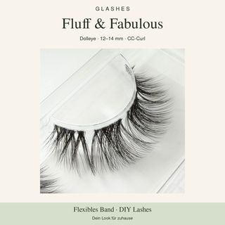 Glashes Fluff & Fabulous – Originalaufnahme der DIY-Wimpern im Tray, Dolleye, 12–14 mm, CC-Curl.