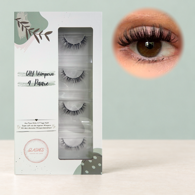Glashes Lover DIY-Wimpern von Glashes – geschlossene 4er-Box mit Tragebild am Auge