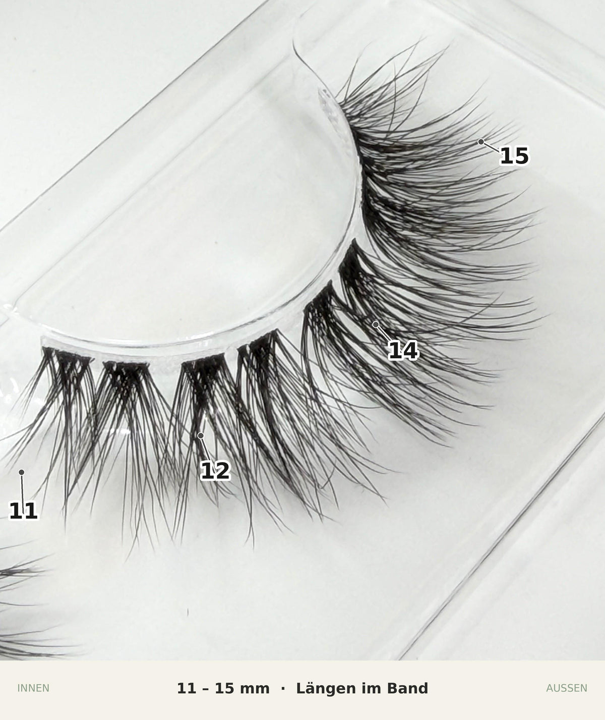 Silky Bloom DIY Wimpern — Längen im Band: 11, 12, 14, 15 mm von innen nach außen