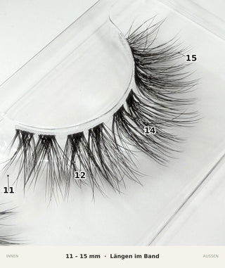Silky Bloom DIY Wimpern — Längen im Band: 11, 12, 14, 15 mm von innen nach außen